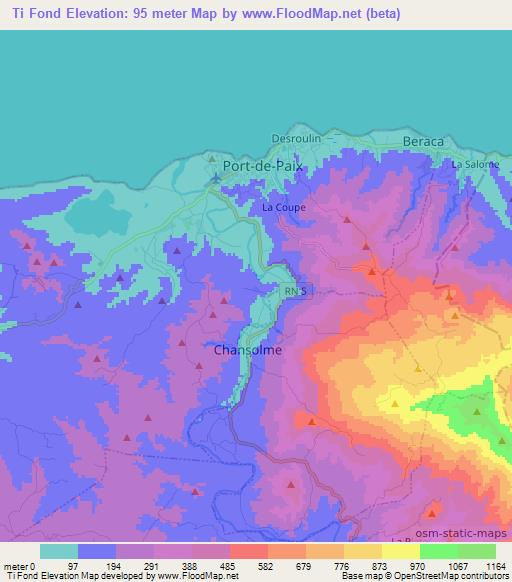 Ti Fond,Haiti Elevation Map