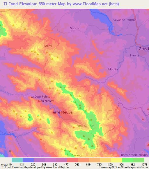 Ti Fond,Haiti Elevation Map