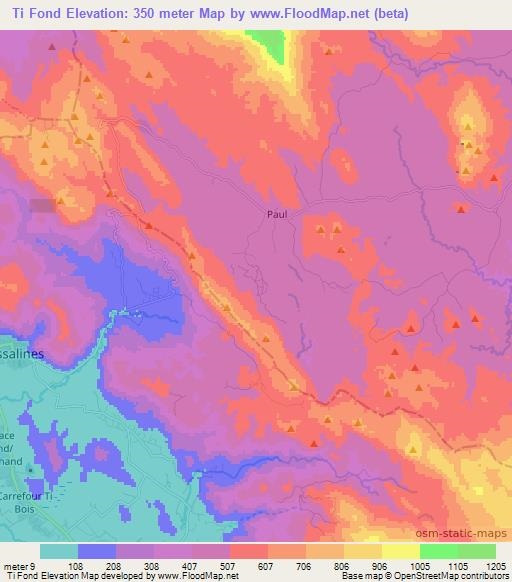 Ti Fond,Haiti Elevation Map