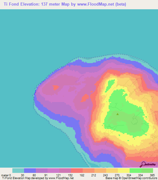 Ti Fond,Haiti Elevation Map