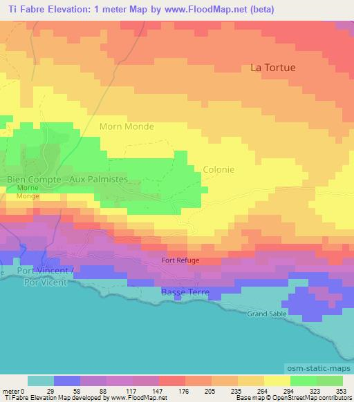 Ti Fabre,Haiti Elevation Map