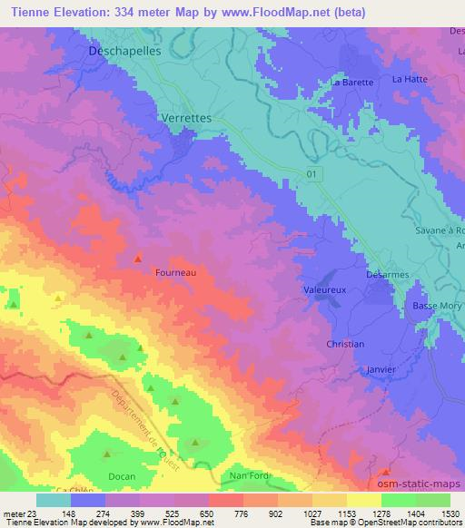 Tienne,Haiti Elevation Map