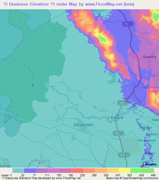 Ti Desdunes,Haiti Elevation Map