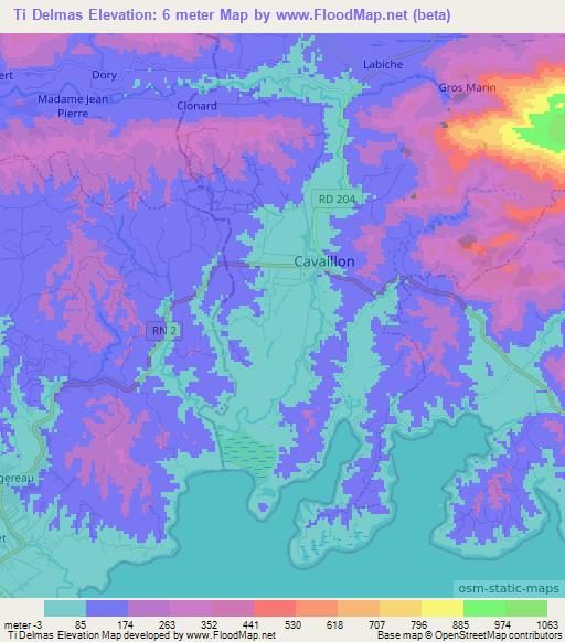 Ti Delmas,Haiti Elevation Map