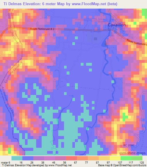 Ti Delmas,Haiti Elevation Map