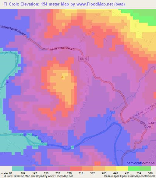 Ti Croix,Haiti Elevation Map