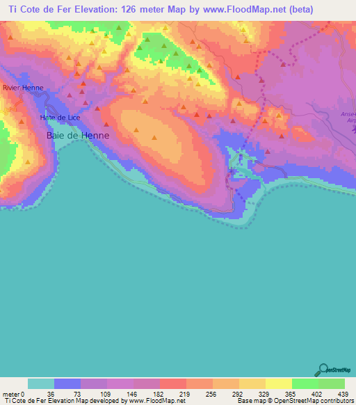 Ti Cote de Fer,Haiti Elevation Map