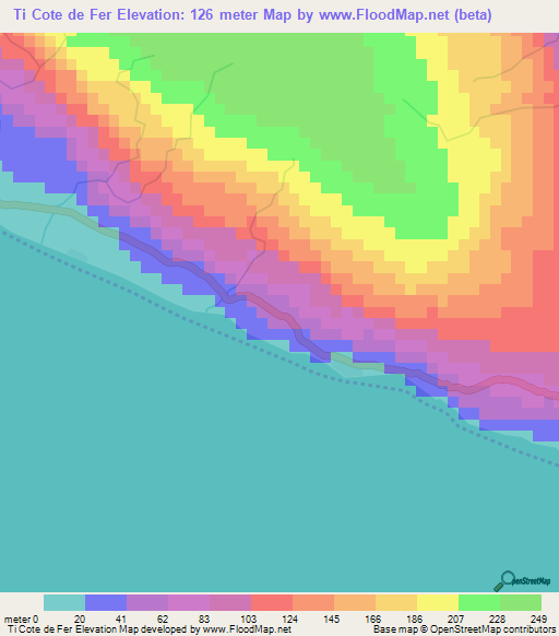 Ti Cote de Fer,Haiti Elevation Map