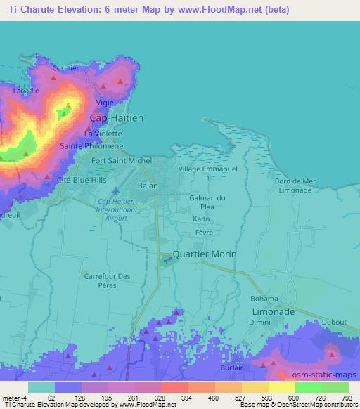 Ti Charute,Haiti Elevation Map