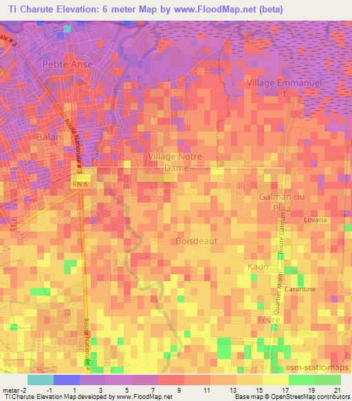 Ti Charute,Haiti Elevation Map