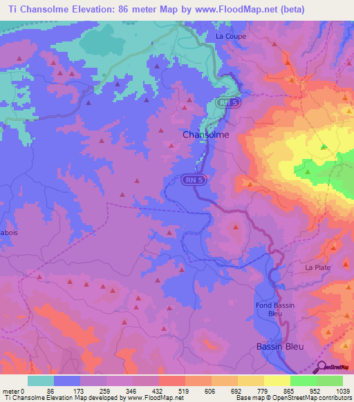 Ti Chansolme,Haiti Elevation Map