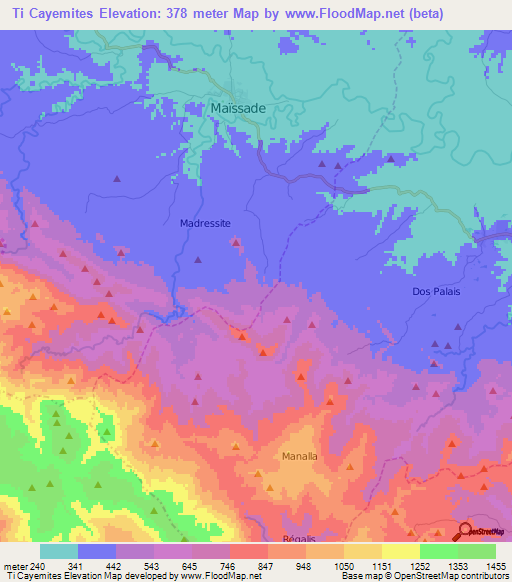 Ti Cayemites,Haiti Elevation Map