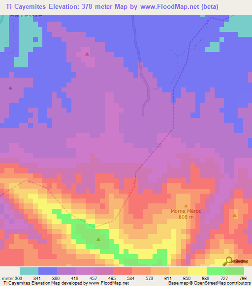 Ti Cayemites,Haiti Elevation Map