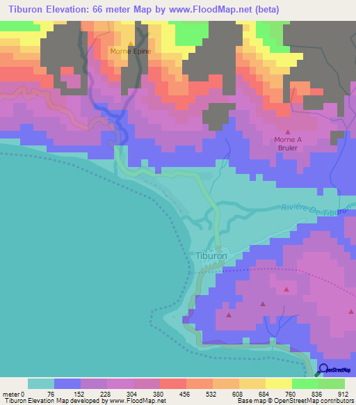 Tiburon,Haiti Elevation Map