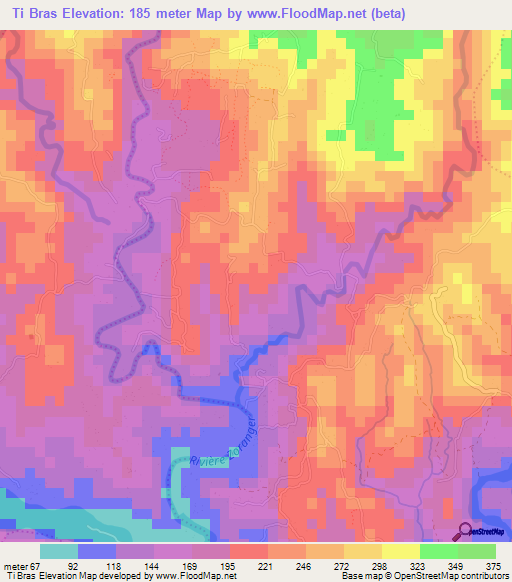 Ti Bras,Haiti Elevation Map