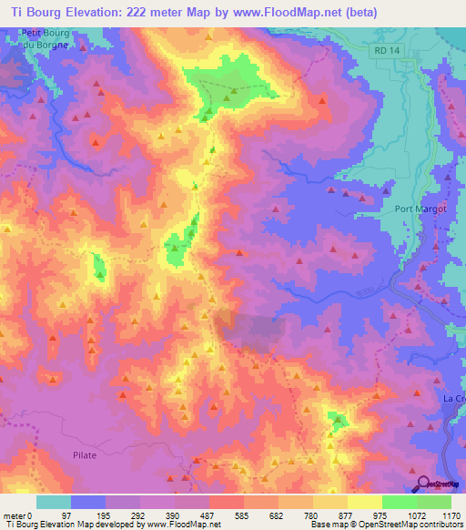 Ti Bourg,Haiti Elevation Map