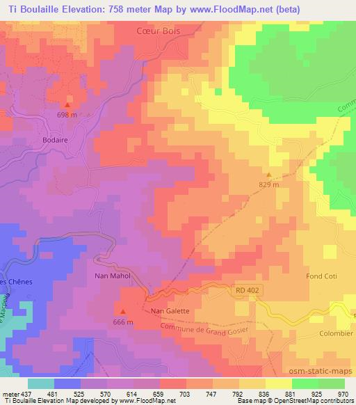 Ti Boulaille,Haiti Elevation Map