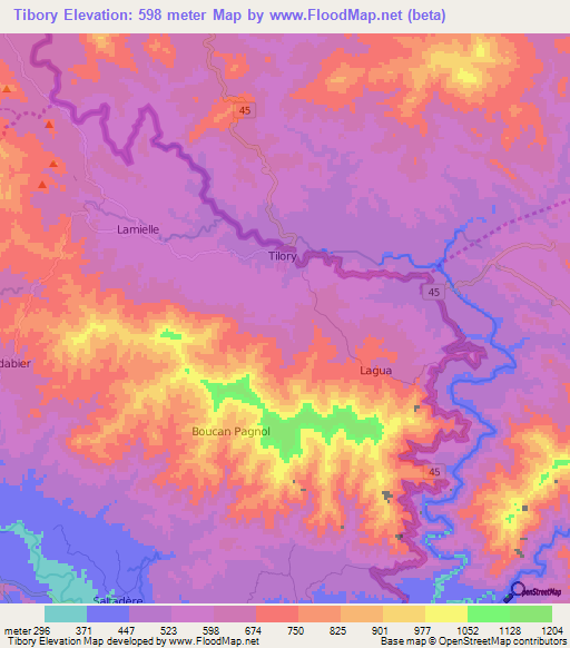 Tibory,Haiti Elevation Map