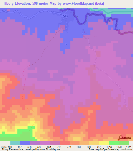 Tibory,Haiti Elevation Map