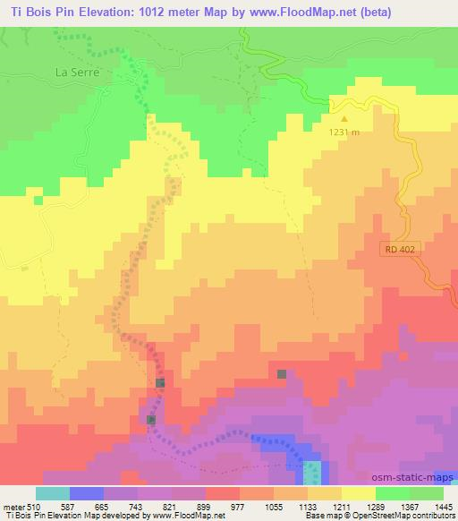 Ti Bois Pin,Haiti Elevation Map