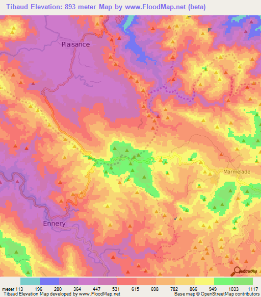 Tibaud,Haiti Elevation Map