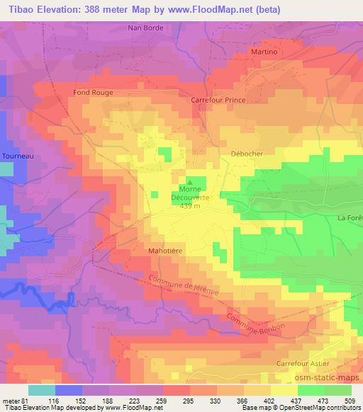 Tibao,Haiti Elevation Map