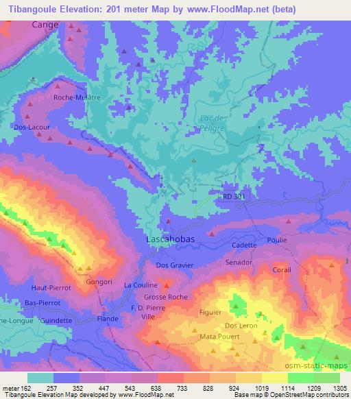 Tibangoule,Haiti Elevation Map