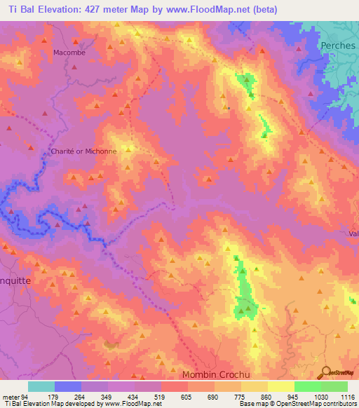 Ti Bal,Haiti Elevation Map