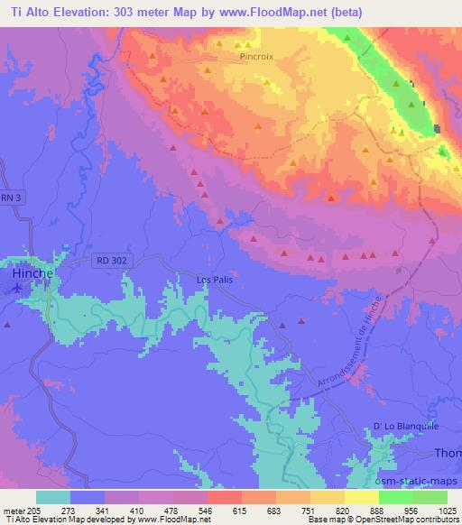 Ti Alto,Haiti Elevation Map