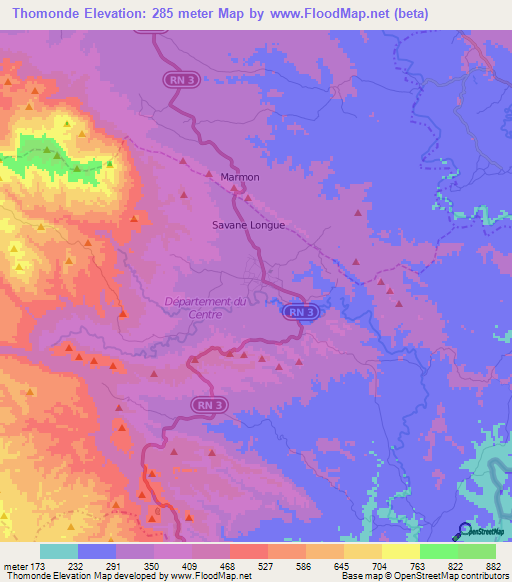 Thomonde,Haiti Elevation Map