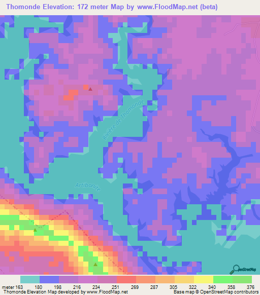 Thomonde,Haiti Elevation Map