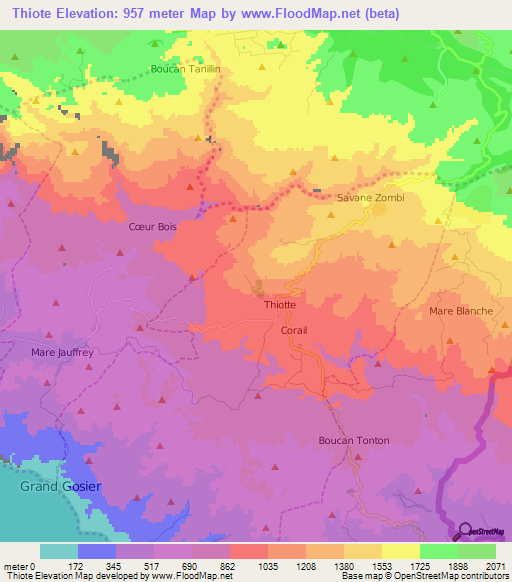 Thiote,Haiti Elevation Map