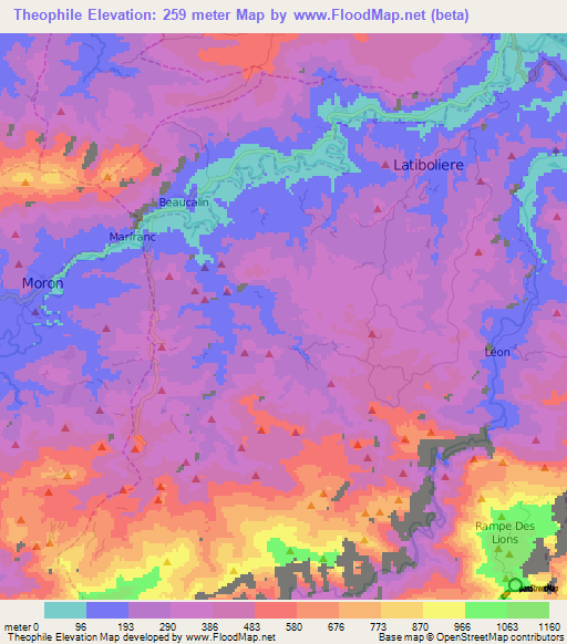 Theophile,Haiti Elevation Map