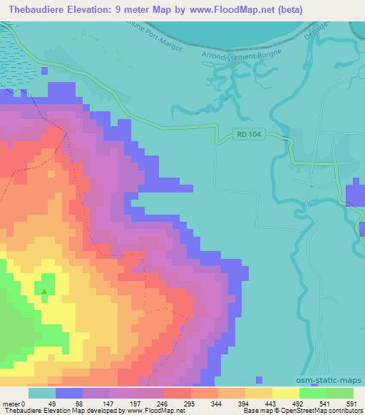 Thebaudiere,Haiti Elevation Map