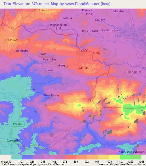 Tetu,Haiti Elevation Map