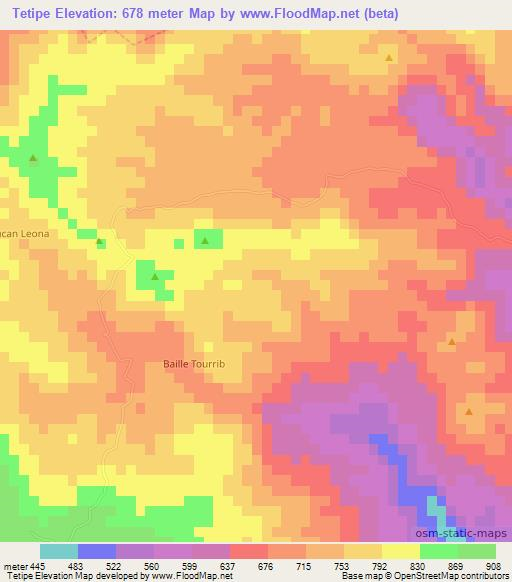 Tetipe,Haiti Elevation Map