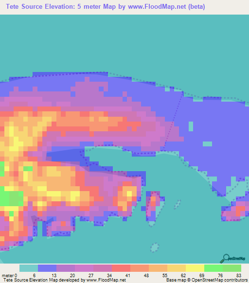 Tete Source,Haiti Elevation Map