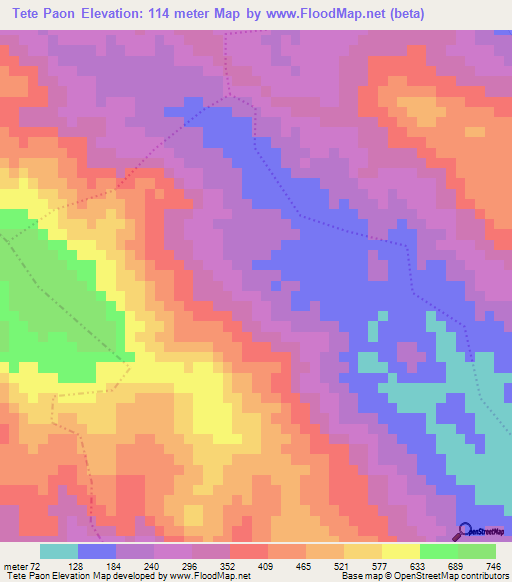 Tete Paon,Haiti Elevation Map