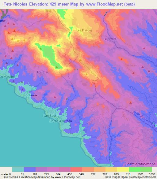 Tete Nicolas,Haiti Elevation Map