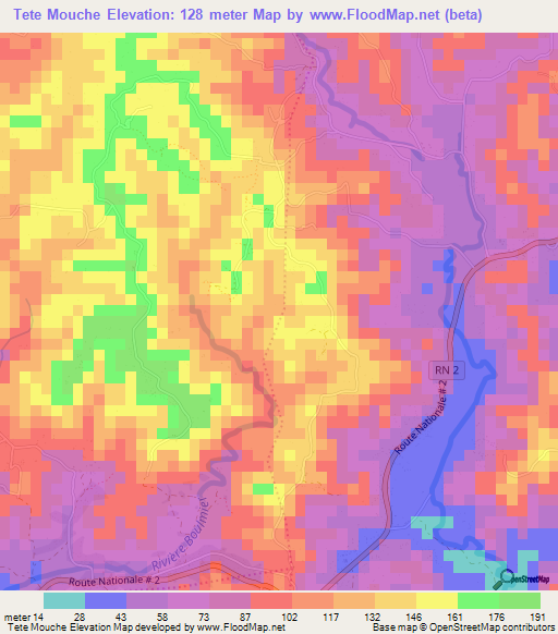 Tete Mouche,Haiti Elevation Map