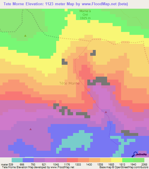 Tete Morne,Haiti Elevation Map