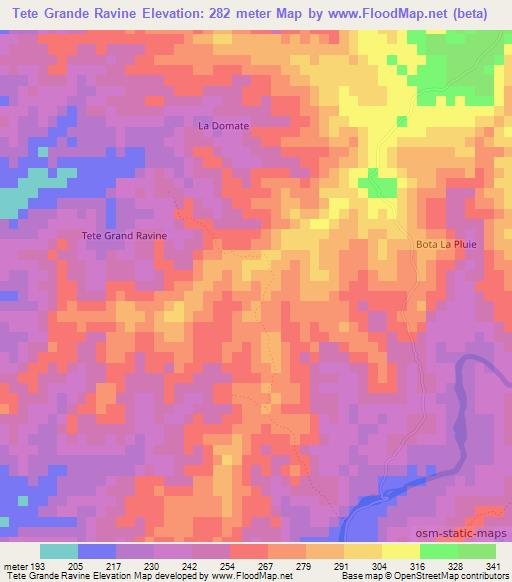 Tete Grande Ravine,Haiti Elevation Map