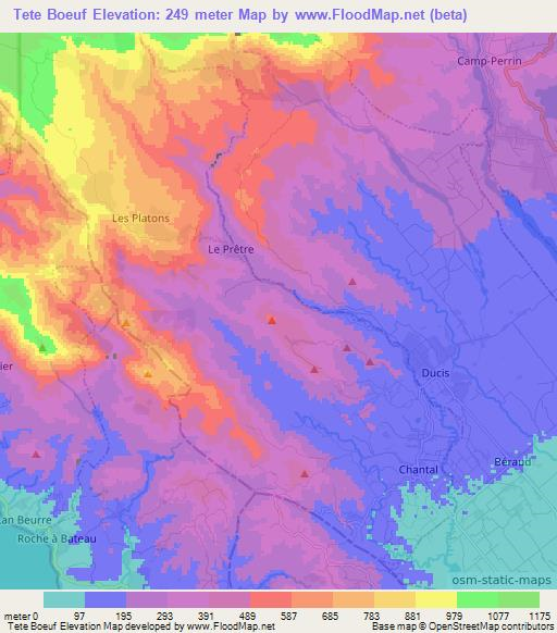 Tete Boeuf,Haiti Elevation Map