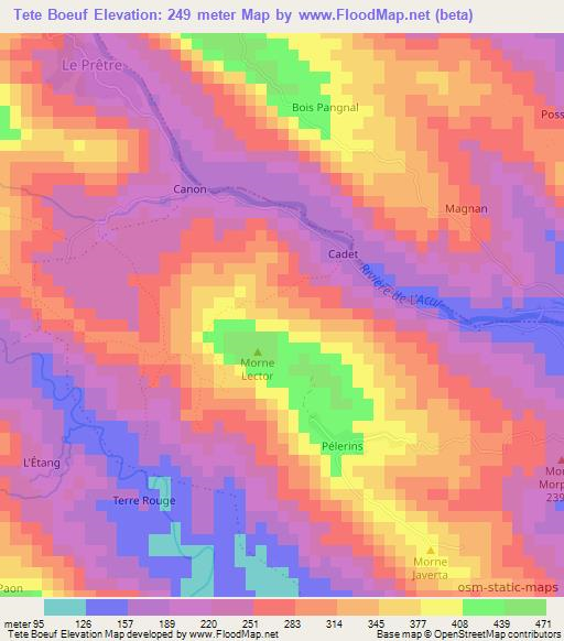 Tete Boeuf,Haiti Elevation Map