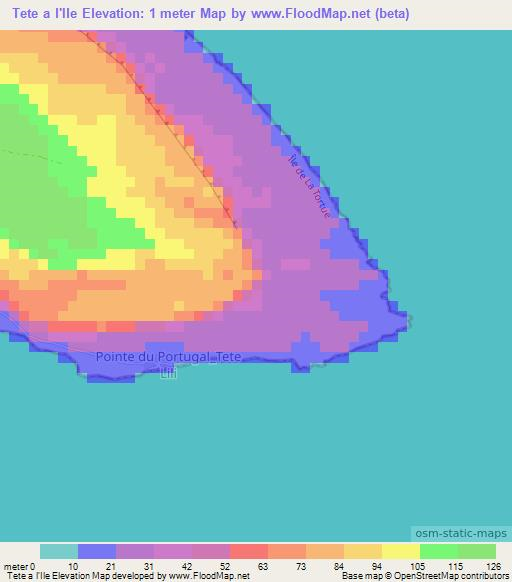 Tete a l'Ile,Haiti Elevation Map