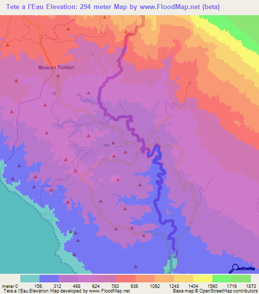 Tete a l'Eau,Haiti Elevation Map