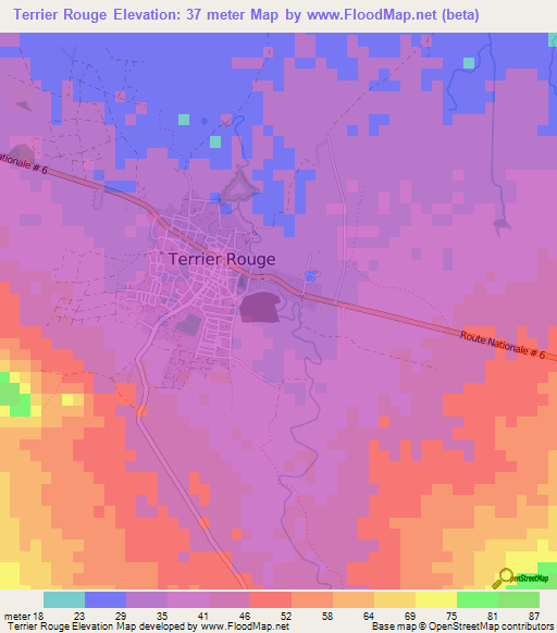 Terrier Rouge,Haiti Elevation Map