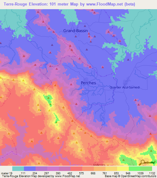 Terre-Rouge,Haiti Elevation Map