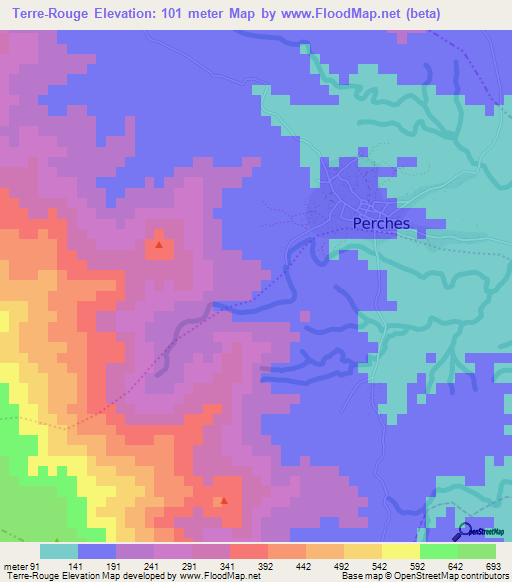 Terre-Rouge,Haiti Elevation Map