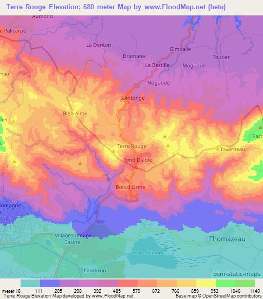 Terre Rouge,Haiti Elevation Map